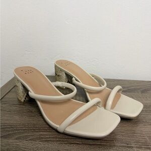 a new day Cream and Tan Block Heel Sandals